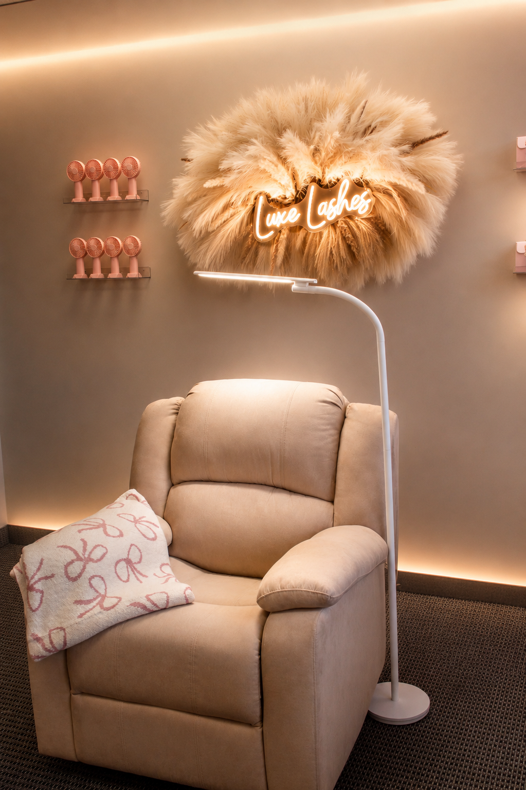 Inside the Luxe Lashes Beauty Studio lash suite in Dallas, TX